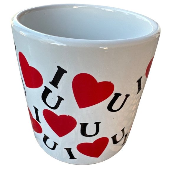 I Love U Hearts Theme Ceramic Coffee Mug Cup w/Handle 4" Tall - Picture 4 of 10